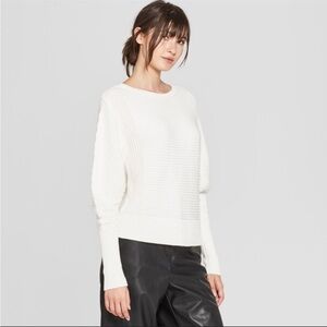 Prolouge Leg of Mutton Sleeve Rib-Knit Women's Sweater -XS